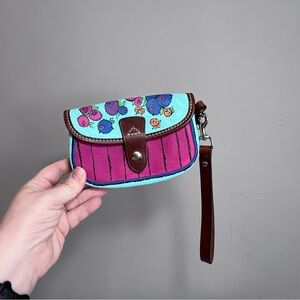 Hand painted Dooney & Bourke snap close wristlet